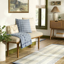 Soft Woven Throw Blanket with Textured Border Blue