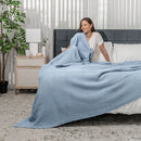 Waffle Blanket for Adults, Extra Large - Throw 50" x 60”, Pacific Blue