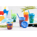 12oz 4pk Plastic Chameleon Color Changing Cups with Twist on Lids Blue