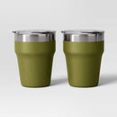 12oz 2pk Stacking Short Tumbler with Lid Green - Room Essentials™