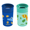 Milestones Cheers 360 Cup Spoutless Transition, Travel Friendly & Leak-Free, Green / Blue, 10 oz/300 ml, 2 Pack