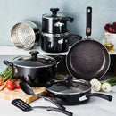 12pc Aluminum Nonstick Cookware Set - Black