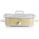 3.5qt Casserole Slow Cooker with 3 Temperature Settings Cream: Stainless Steel, Stoneware, Glass, Dishwasher-Safe Parts