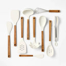 10-Piece Silicone/Acacia Kitchen Utensil Set - Cream