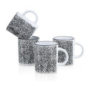 Sophie Stamping Stoneware Mug Set of 4 - White/Black
