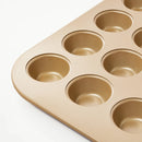 24ct Nonstick Aluminized Steel Mini Muffin Baking Pan - Gold