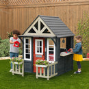 Riverscape Wooden Playhouse With Working Doorbell, Fence, Kitchen and Pet Door - Navy