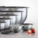 14-Piece Covered Stainless-Steel Mixing Bowl Set - Grey
