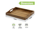 Rectangular Wooden Serving Tray with Handles - Brown