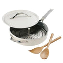 Nonstick 5 Quart Toxic Free Ceramic Everyday Saute Pan with Wooden Utensils