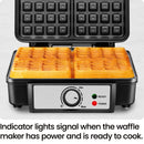Chefman 4-Slice Belgian Waffle Maker With Adjustable Temperature and Nonstick Plates - Black