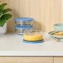 6pc Round Glass Food Storage Container Set - Blue