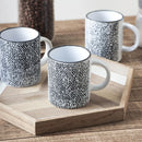 Sophie Stamping Stoneware Mug Set of 4 - White/Black