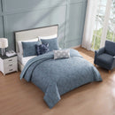 Bebejan Blue Geo Lines 5 Piece Reversible Comforter Set - King