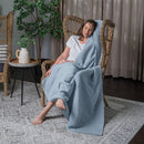 Waffle Blanket for Adults, Extra Large - Throw 50" x 60”, Pacific Blue