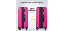 3 Piece Expandable Lightweight Hardshell Luggage Set - Pink