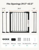 30" Tall Baby Gate for Stairs Doorways - Black