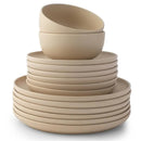 JoyJolt Mesa 18-Piece Stoneware Dinnerware Set – Matte Beige