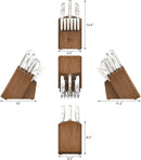 Alps Series German Steel Forged 17-Piece Knife Block Set, Acacia (White)