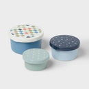Kids' 3pk Checkered Single Wall Stainless Steel Round Snack boxes Blue