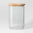 71oz Glass Square Food Storage Canister with Wood Lid - White