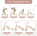 7-in-1 Foldable Toddler Tricycle - Pink
