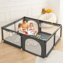 71"x59" 4-Panel Baby Playpen Spacious & Secure Foldable Playard Gray