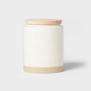 Small Stoneware Canister With Wood Lid - Cream