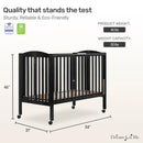 Full-Size 2-in-1 Folding Baby Crib - Black