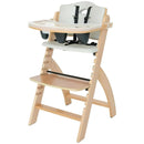 Wooden High Chair with Tray - Natural Wood - Dove Grey Cushion
