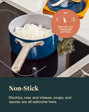 Nonstick Ceramic Sauce Pan with Lid - 1.75 Qt - Navy