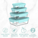 Bentgo Glass Leak-Proof Food Storage Set - 8 Piece, Soft Aqua