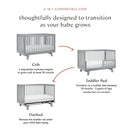 Hudson 3-in-1 Convertible Crib with Toddler Rail - Gray