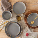 16 Pc Options Gray Dinnerware Set Bowl Plate Stoneware