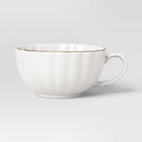 Stoneware Tea Cup with Saucer - Gold Rim