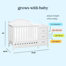 Charlie 4-in-1 Convertible Mini Crib-Changer - White