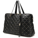 Quilted Travel Weekender Bag - Black