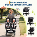 Side by Side Double Stroller for Twins - Dark Gray