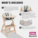 Wooden High Chair with Tray - Natural Wood - Dove Grey Cushion