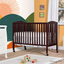 Full-Size 2-in-1 Folding Baby Crib - Espresso