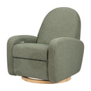 Nami Electronic Recliner and Swivel Glider Recliner with USB port - Olive Boucle with Light Wood Base