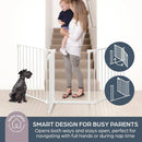 Dreambaby Discovery Metal Baby Gate - 76.5" Extra Wide 3 Panel Walk Through Door for Angled Openings, Configurable for Stairs and Hallways, 29in High Discovery 3 Panel White 29-76.5 Inches