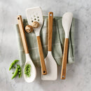 4pc Silicone Kitchen Utensil Set - Natural Wood
