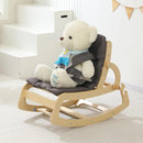3-in-1 Baby Bouncer Adjustable Wooden Rocker Chair - Grey