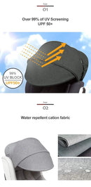 Sun Shade Extender/Auxiliary Canopy for Car Seat - Black Grey