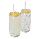 20 fl oz Glass Tumblers with Lid and Straw - Geo/Dash