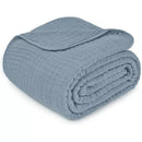 Muslin Cotton Blanket for Adults, Queen 90" x 90" - Pacific Blue