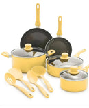 12pc Ceramic Nonstick Aluminum Cookware Set - Yellow