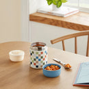Kids' 10oz Checkered Food Jar With Spoon- Blue