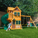 Buffalo Crossing Wooden Outdoor Swing Set - Green